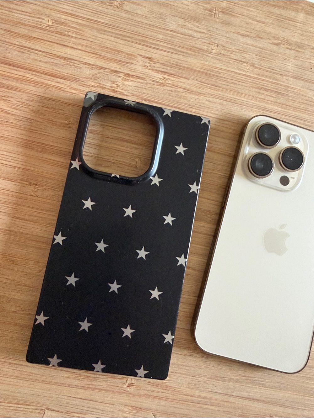 FLAUNT Black Star Pattern Phone Case for iPhone 14 Pro
